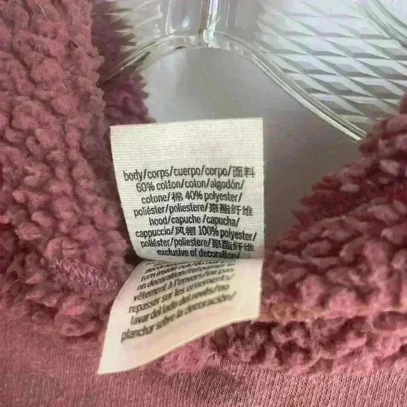 Victoria Secret Pink Glitter Logo Sherpa Lined Rose Pink Hoodie  S - Picture 6 of 7